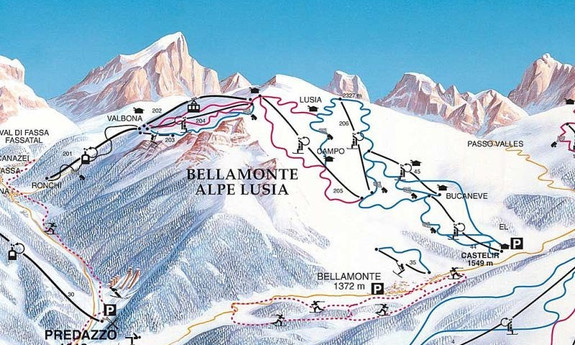 Náhled skimapy areálu Alpe Lusia - Bellamonte