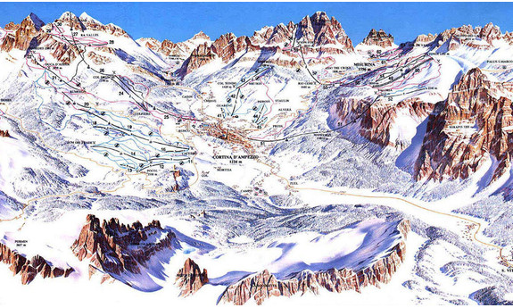 Náhled skimapy areálu Cortina d'Ampezzo