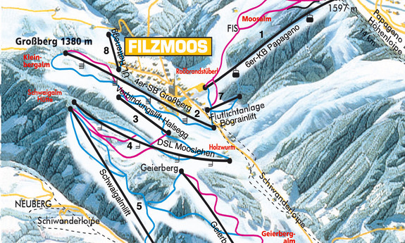 Náhled skimapy areálu Filzmoos - Neuberg