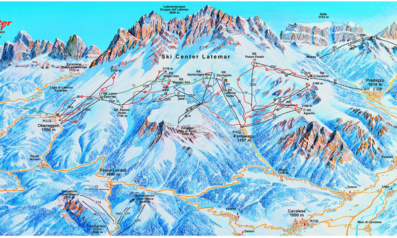 Náhled skimapy areálu Ski Center Latemar