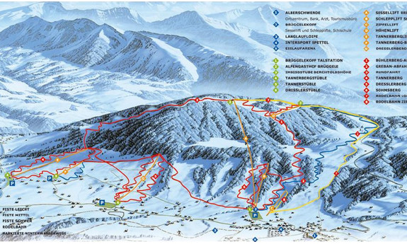 Náhled skimapy areálu Alberschwende / Brüggelekopf - Dresslerberg - Tannerberg
