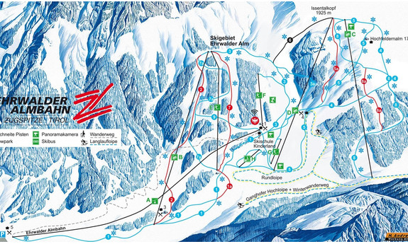 Náhled skimapy areálu Ehrwald / Wettersteinbahnen