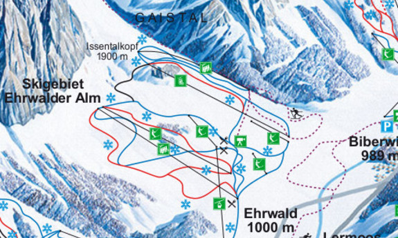 Náhled skimapy areálu Ehrwald / Ehrwalder Alm