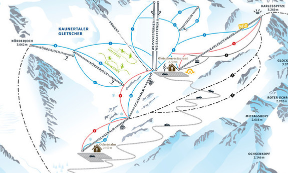 Náhled skimapy areálu Lodowiec Kaunertal