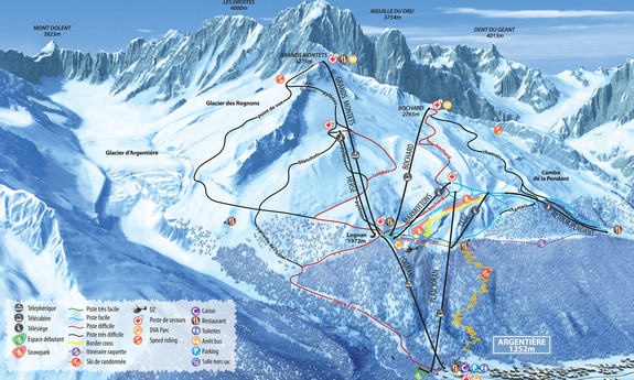 Náhled skimapy areálu Les Grands Montets