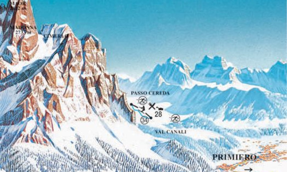 Náhled skimapy areálu Passo Cereda