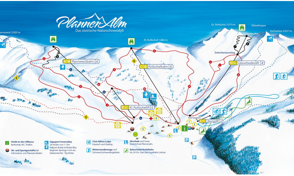 Náhled skimapy areálu Donnersbach / Planneralm