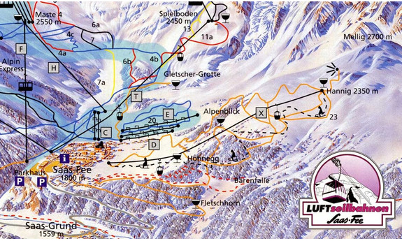 Náhled skimapy areálu Saas - Grund