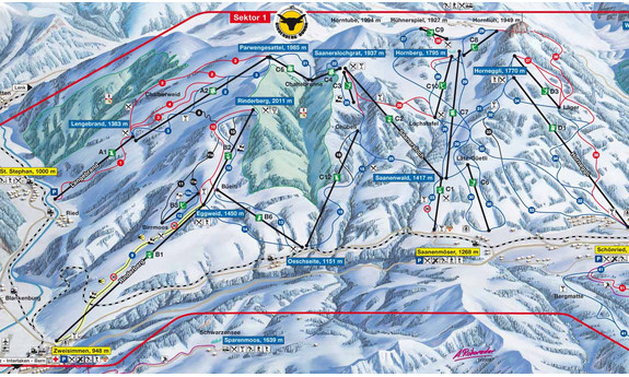 Náhled skimapy areálu Rinderberg - Saanerslochgrat