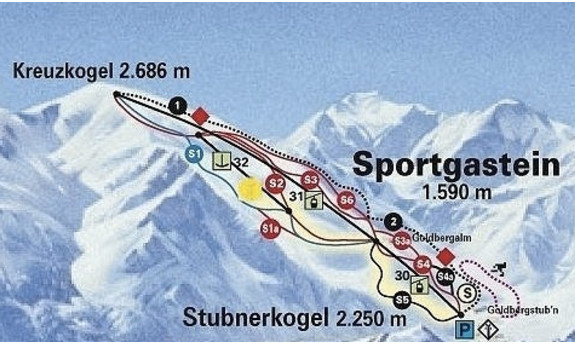 Náhled skimapy areálu Sportgastein