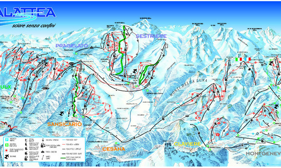 Náhled skimapy areálu Sestriere / Via Lattea